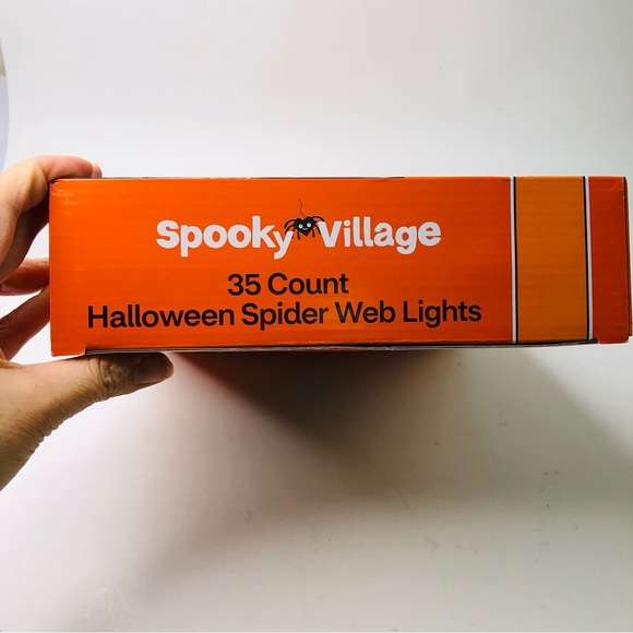 Spooky Village 5' Halloween Orange Spider Web Lights 35 Count Indoor & Outdoor - Picture 4 of 6